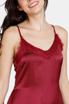 Zivame Paradise Garden Woven Above Knee Length Nightdress - Beet Red — thumbnail 5
